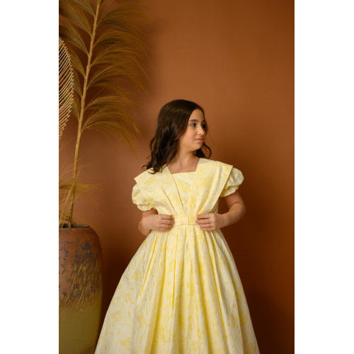 فستان بناتي أنيق بتصميم ناعم مع اكمام منفوشة - 691 فستان بناتي أنيق بتصميم ناعم مع اكمام منفوشة - 691