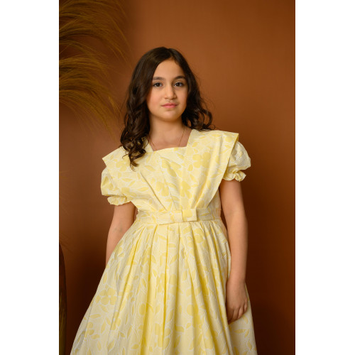 فستان بناتي أنيق بتصميم ناعم مع اكمام منفوشة - 691 فستان بناتي أنيق بتصميم ناعم مع اكمام منفوشة - 691