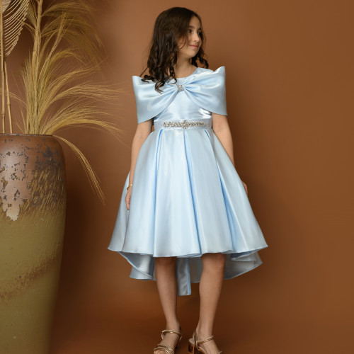 فستان سهرة بناتي مع فيونكة لبس على الكتف - M3481 فستان سهرة بناتي مع فيونكة لبس على الكتف - M3481