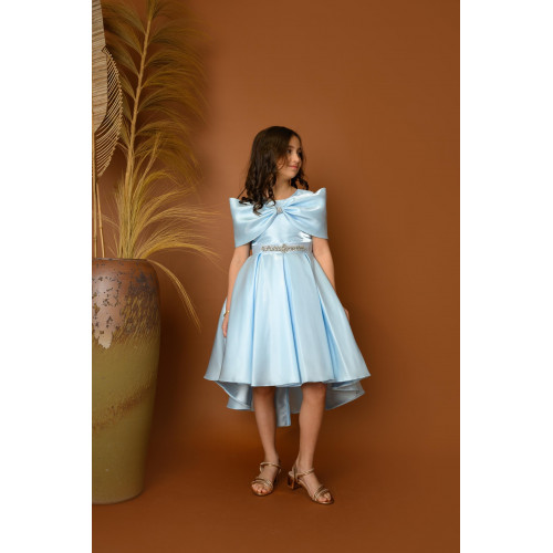 فستان سهرة بناتي مع فيونكة لبس على الكتف - M3481 فستان سهرة بناتي مع فيونكة لبس على الكتف - M3481