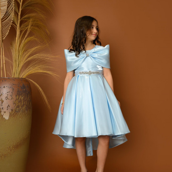 فستان سهرة بناتي مع فيونكة لبس على الكتف - M3481