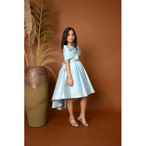 فستان سهرة بناتي مع فيونكة لبس على الكتف - M3481 فستان سهرة بناتي مع فيونكة لبس على الكتف - M3481