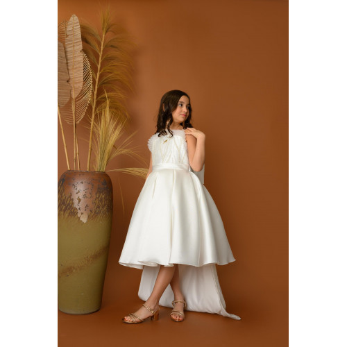 فستان بناتي سهرة بتصميم ذيل وتطريز ناعم - M3605 فستان بناتي سهرة بتصميم ذيل وتطريز ناعم - M3605