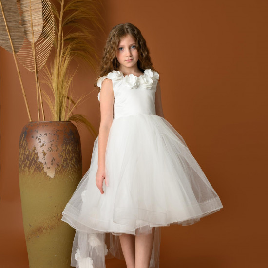 فستان بناتي سهرة ورد - M3574