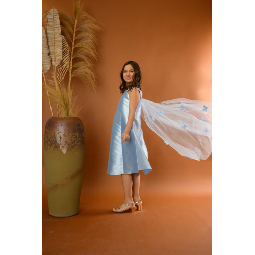 فستان بناتي سهرة لونين فراشات وذيل - M3565 فستان بناتي سهرة لونين فراشات وذيل - M3565