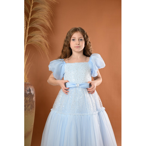 فستان بناتي سهرة لونين منفوش بلمسات براقة فستان بناتي سهرة لونين منفوش بلمسات براقة