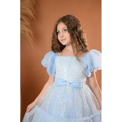 فستان بناتي سهرة لونين منفوش بلمسات براقة فستان بناتي سهرة لونين منفوش بلمسات براقة