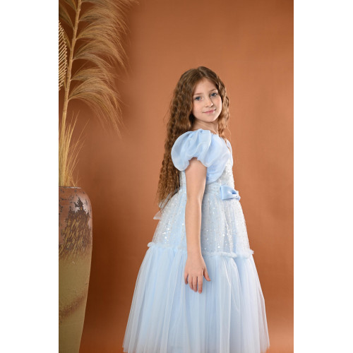 فستان بناتي سهرة لونين منفوش بلمسات براقة فستان بناتي سهرة لونين منفوش بلمسات براقة