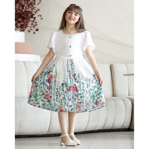 فستان بناتي عشبي بلمسات أنيقة - Mk2501010 فستان بناتي عشبي بلمسات أنيقة - Mk2501010