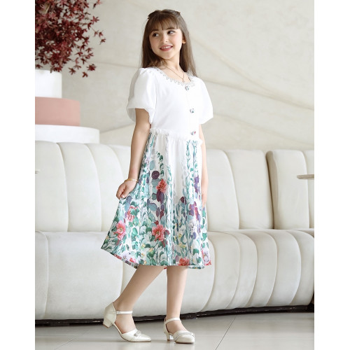 فستان بناتي عشبي بلمسات أنيقة - Mk2501010 فستان بناتي عشبي بلمسات أنيقة - Mk2501010