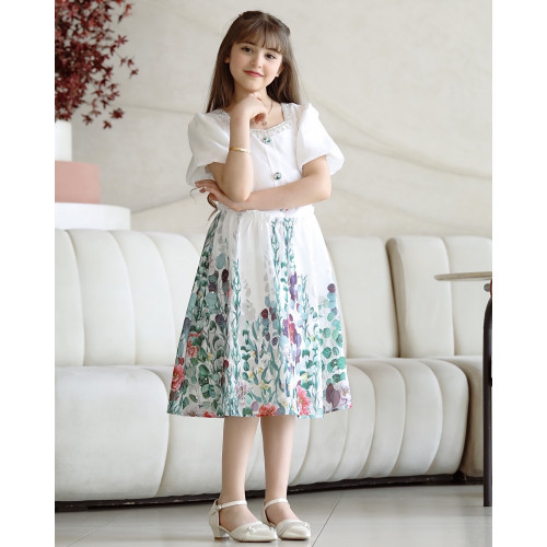 فستان بناتي عشبي بلمسات أنيقة - Mk2501010 فستان بناتي عشبي بلمسات أنيقة - Mk2501010