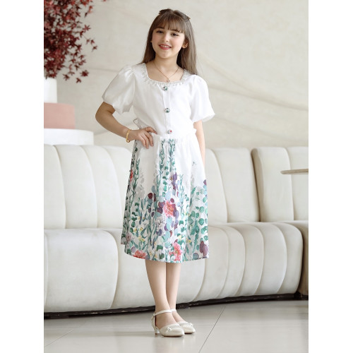 فستان بناتي عشبي بلمسات أنيقة - Mk2501010 فستان بناتي عشبي بلمسات أنيقة - Mk2501010