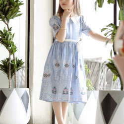 فستان بناتي بتطريز وحزام أنيق - Mk2501004 فستان بناتي بتطريز وحزام أنيق - Mk2501004