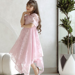 فستان بناتي زهري بتصميم ساحر يهبل - Mk2501012