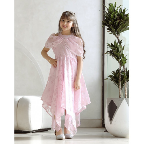 فستان بناتي زهري بتصميم ساحر يهبل - Mk2501012 فستان بناتي زهري بتصميم ساحر يهبل - Mk2501012