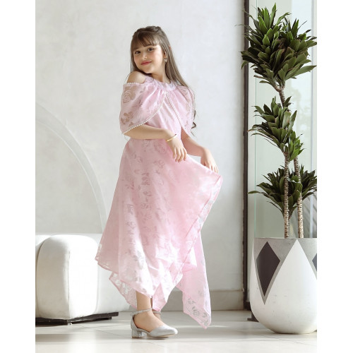 فستان بناتي زهري بتصميم ساحر يهبل - Mk2501012 فستان بناتي زهري بتصميم ساحر يهبل - Mk2501012