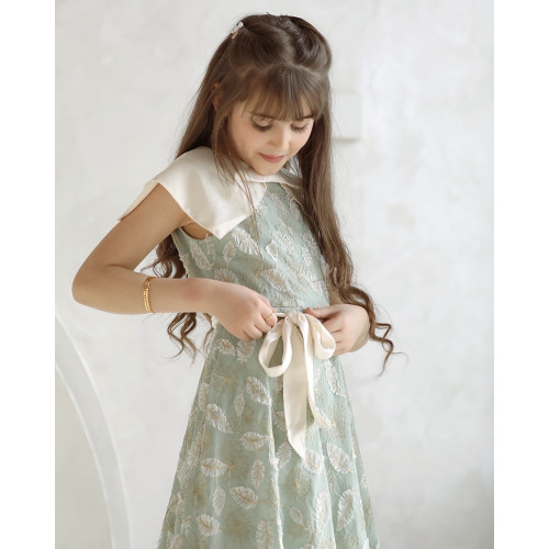 فستان بناتي بتطريز ورق الشجر - Mk2501001 فستان بناتي بتطريز ورق الشجر - Mk2501001
