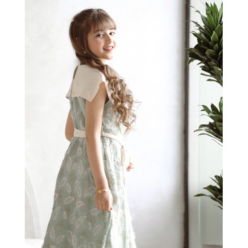 فستان بناتي بتطريز ورق الشجر - Mk2501001 فستان بناتي بتطريز ورق الشجر - Mk2501001