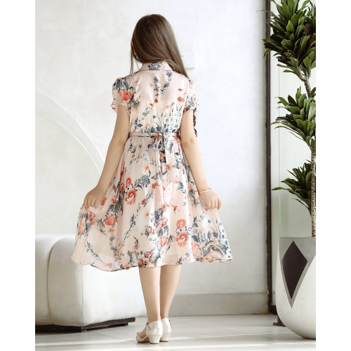 فستان بناتي بلمسات ساحرة مع ازرار وحزام - Mk2501007 فستان بناتي بلمسات ساحرة مع ازرار وحزام - Mk2501007