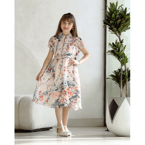 فستان بناتي بلمسات ساحرة مع ازرار وحزام - Mk2501007 فستان بناتي بلمسات ساحرة مع ازرار وحزام - Mk2501007