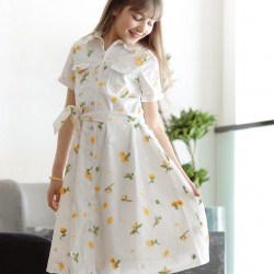 فستان بناتي بتشجيرة هادئة مع حزام وجيوب - Mk2501011 فستان بناتي بتشجيرة هادئة مع حزام وجيوب - Mk2501011