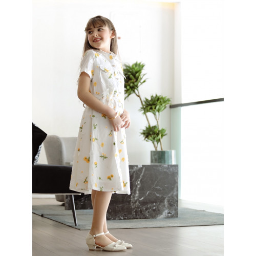 فستان بناتي بتشجيرة هادئة مع حزام وجيوب - Mk2501011 فستان بناتي بتشجيرة هادئة مع حزام وجيوب - Mk2501011