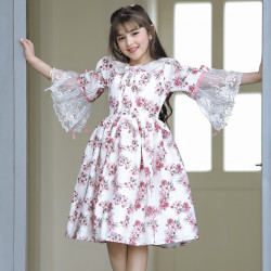 فستان بناتي بنقشات ورود - 903 فستان بناتي بنقشات ورود - 903