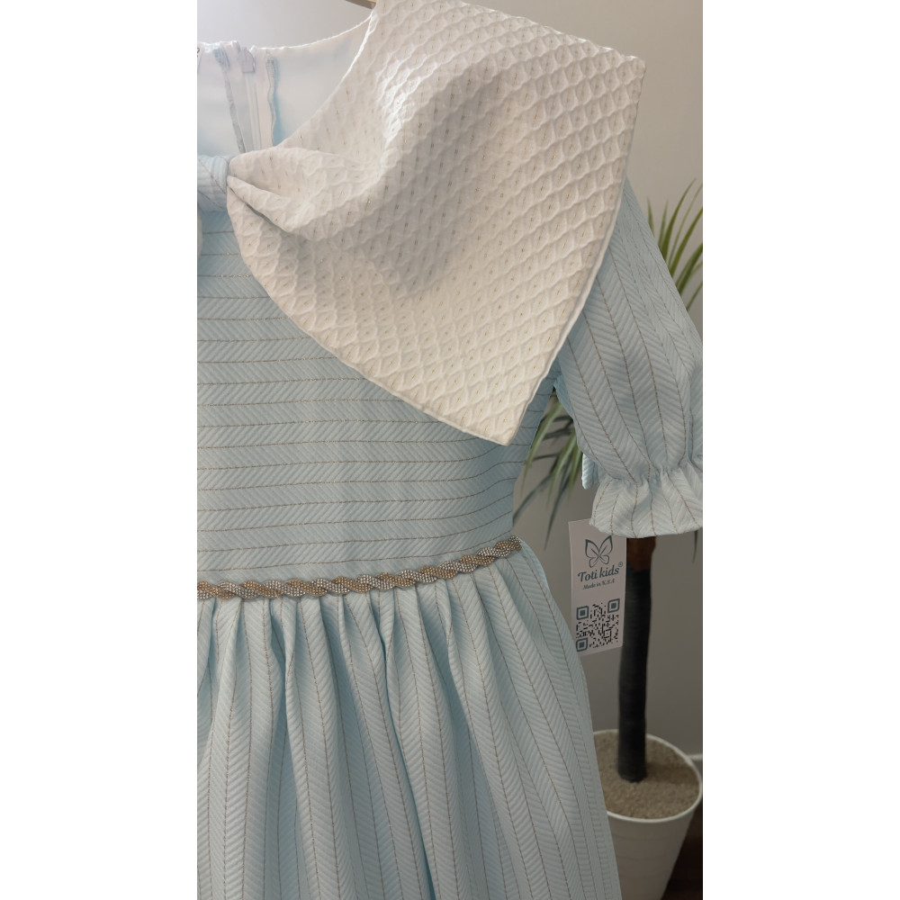 فستان بناتي سماوي دلعه بفيونكه - 928