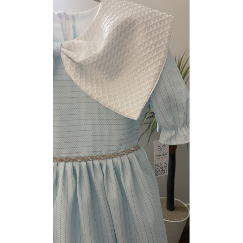 فستان بناتي سماوي دلعه بفيونكه - 928 فستان بناتي سماوي دلعه بفيونكه - 928