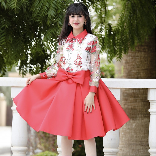 تيور بناتي أحمر مشجر - m3658 تيور بناتي أحمر مشجر - m3658