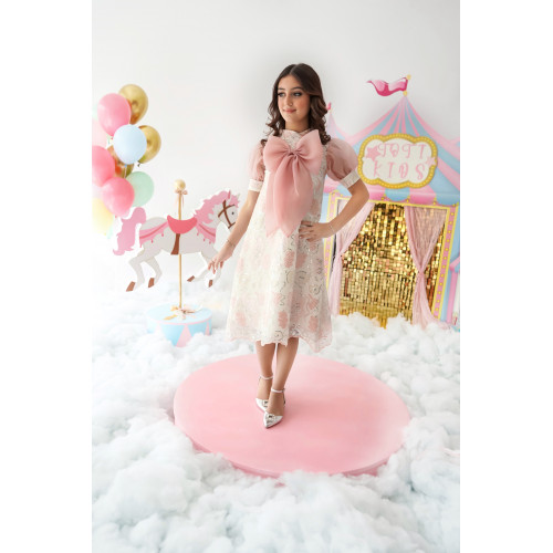 فستان بناتي ترتر وفيونكة من الأناقة الكلاسيكية - 987 فستان بناتي ترتر وفيونكة من الأناقة الكلاسيكية - 987