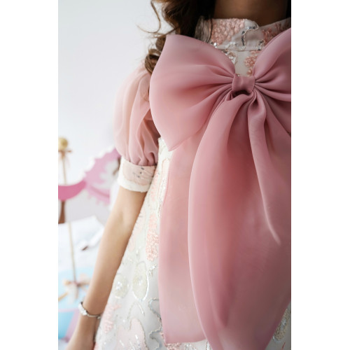 فستان بناتي ترتر وفيونكة من الأناقة الكلاسيكية - 987 فستان بناتي ترتر وفيونكة من الأناقة الكلاسيكية - 987