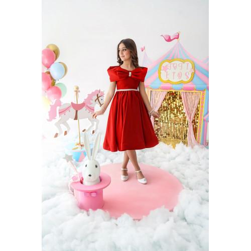 فستان الأميرات الأحمر بأكتاف مكشوفه - 996 فستان الأميرات الأحمر بأكتاف مكشوفه - 996