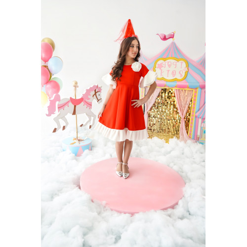 فستان بناتي طبي احمر ملكي - m3688 فستان بناتي طبي احمر ملكي - m3688