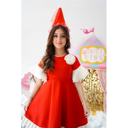 فستان بناتي طبي احمر ملكي - m3688 فستان بناتي طبي احمر ملكي - m3688