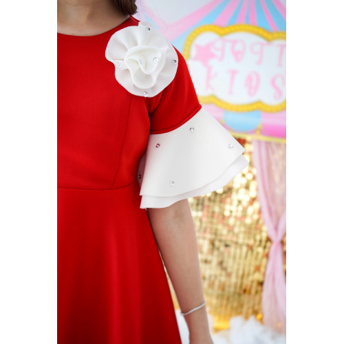 فستان بناتي طبي احمر ملكي - m3688 فستان بناتي طبي احمر ملكي - m3688