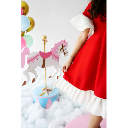 فستان بناتي طبي احمر ملكي - m3688 فستان بناتي طبي احمر ملكي - m3688