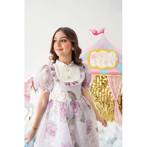 فستان الأميرات أورجانزا مورد قطعة من سحر الخيال - 1020 فستان الأميرات أورجانزا مورد قطعة من سحر الخيال - 1020