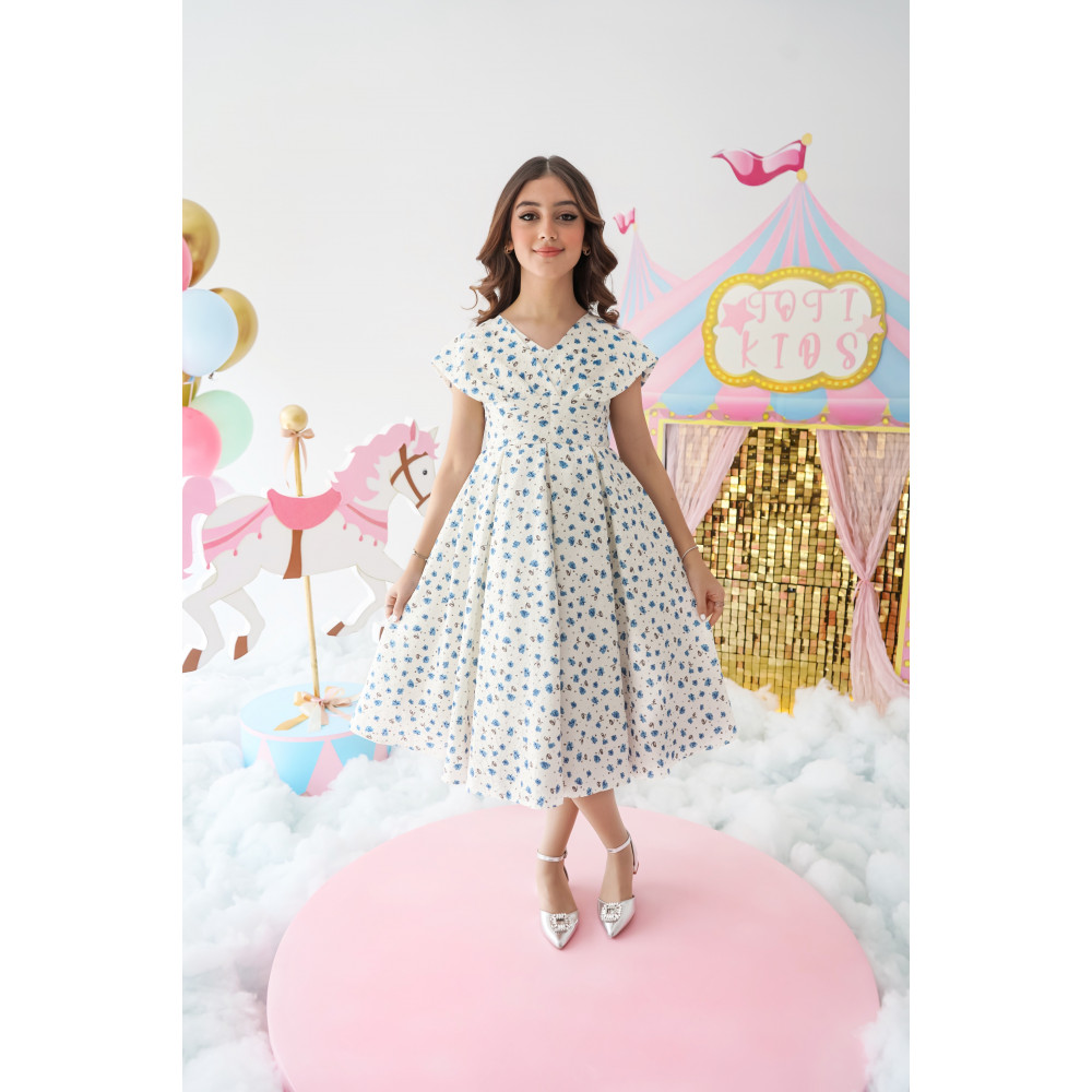 فستان بناتي مورد نسمة من حقل زهور - 1014