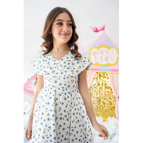 فستان بناتي مورد نسمة من حقل زهور - 1014 فستان بناتي مورد نسمة من حقل زهور - 1014