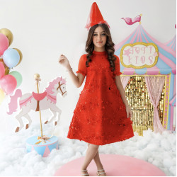 فستان بناتي أحمر للحفلات لون الفرح - M3693 فستان بناتي أحمر للحفلات لون الفرح - M3693