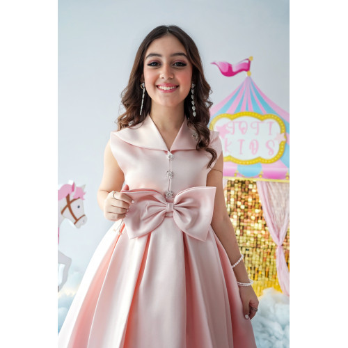 فستان بناتي وردي بفيونكة كبيرة حيث تتحقق الحكايات - M3725 فستان بناتي وردي بفيونكة كبيرة حيث تتحقق الحكايات - M3725