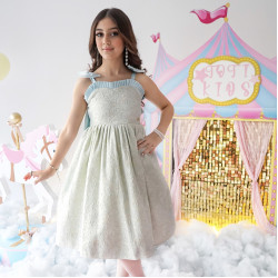 فستان بناتي جاكار بفيونكة من الخلف سيمفونية الصيف - M3636 فستان بناتي جاكار بفيونكة من الخلف سيمفونية الصيف - M3636