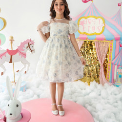 فستان بناتي أورجانزا مورد | قطعة من سماء الصيف - M3704 فستان بناتي أورجانزا مورد | قطعة من سماء الصيف - M3704