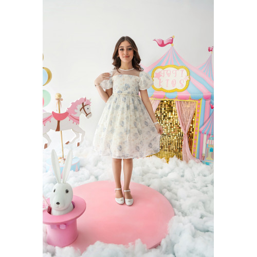 فستان بناتي أورجانزا مورد | قطعة من سماء الصيف - M3704 فستان بناتي أورجانزا مورد | قطعة من سماء الصيف - M3704