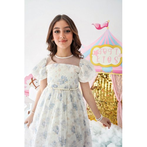 فستان بناتي أورجانزا مورد | قطعة من سماء الصيف - M3704 فستان بناتي أورجانزا مورد | قطعة من سماء الصيف - M3704