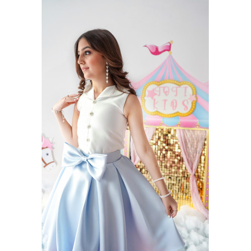 تيور بناتي سماوي بفيونكه على التنورة - m3645 تيور بناتي سماوي بفيونكه على التنورة - m3645