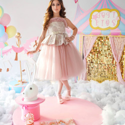 فستان سهرة بناتي بيبلوم وتل منفوش - M3623 فستان سهرة بناتي بيبلوم وتل منفوش - M3623