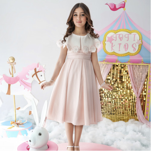 فستان بناتي دلعة ورود لونين - 927 فستان بناتي دلعة ورود لونين - 927