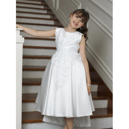 فستان سهرة بناتي بتطريز وذيل لإطلالة ملكية بلونين - 1033 فستان سهرة بناتي بتطريز وذيل لإطلالة ملكية بلونين - 1033